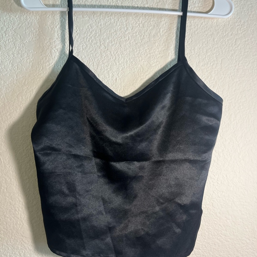 Satin Black Tank Top